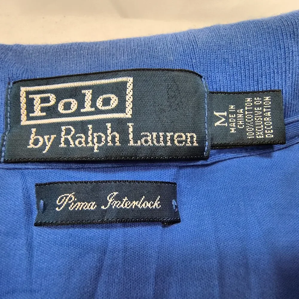 Polo by Ralph Lauren Pima Interlock Collared Polo Shirt Mens Size Medium M Blue